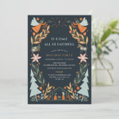 Nativity Angels Navy Blue Christmas Holiday Party Kaart (Staand voorkant)