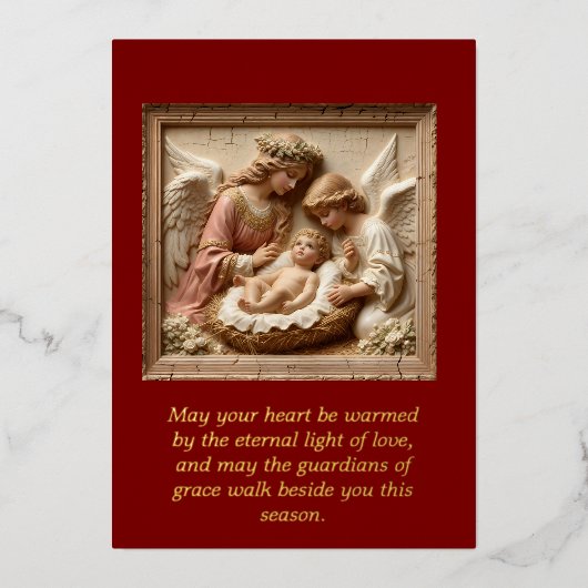 Nativity Angels of Light Foil Holiday Card Folie Feestdagenkaart (Voorkant)
