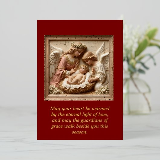 Nativity Angels of Light Foil Holiday Card Folie Feestdagenkaart (Staand Voorkant)