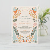 Nativity Angels Religieus Kerstfeest Kaart (Staand voorkant)