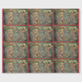 Nativity Baby Jesus Angel 3 Kings Detailed Image Cadeaupapier (Vlak)