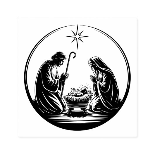 Nativity Baby Jesus Christmas Card Rubberstempel (Afrduk)