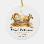 Nativity Bible Verse Baby's First Christmas Keramisch Ornament (Voorkant)