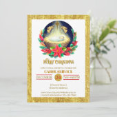 Nativity Carol Service Christmas Invitation Feestdagenkaart (Staand voorkant)