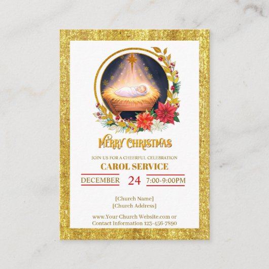 Nativity Carol Service Christmas Invitation Informatiekaartje (Voorkant)