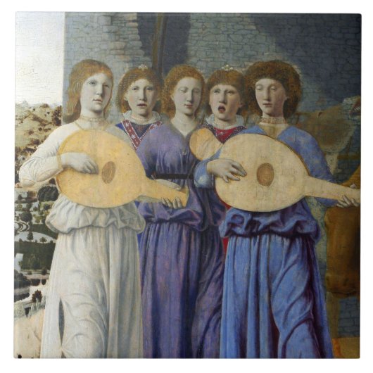NATIVITY,CHRISTMAS ANGELS by PIERO DELLA FRANCESCA Tegeltje (Voorkant)