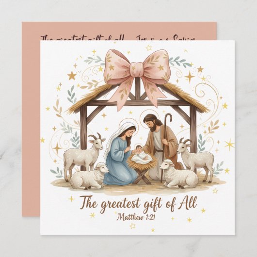 Nativity Christmas Card with Scripture  (Voorkant / Achterkant)