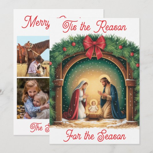 Nativity Christmas Flat Card (Voorkant / Achterkant)