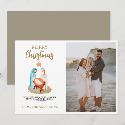 Nativity Christmas Greeting Card Family Religious Feestdagenkaart (Voorkant / Achterkant)
