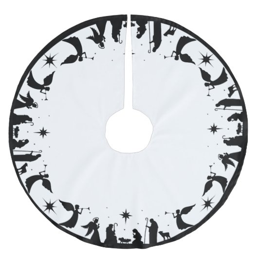 Nativity Christmas Tree Skirt, Personalized  Kerstboom Rok (Voorkant)