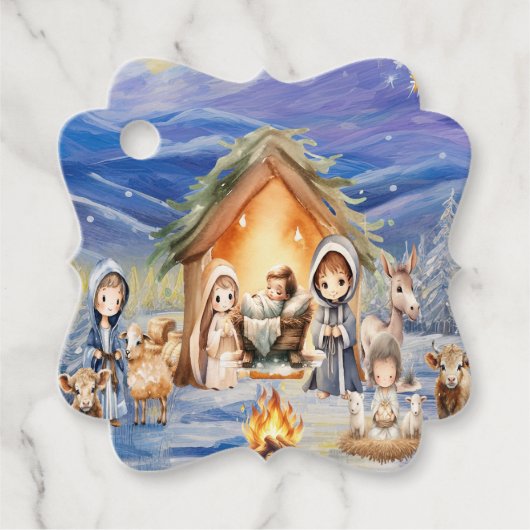 Nativity Favor Cadeau Labels (Voorkant)