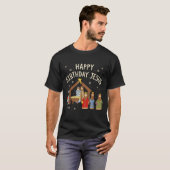 Nativity Happy Birthday Jesus Christmas Christian  T-shirt (Voorkant volledig)