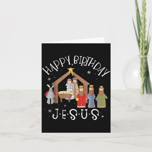 Nativity Happy Birthday Jesus Christmas Nativity C Kaart (Voorkant)