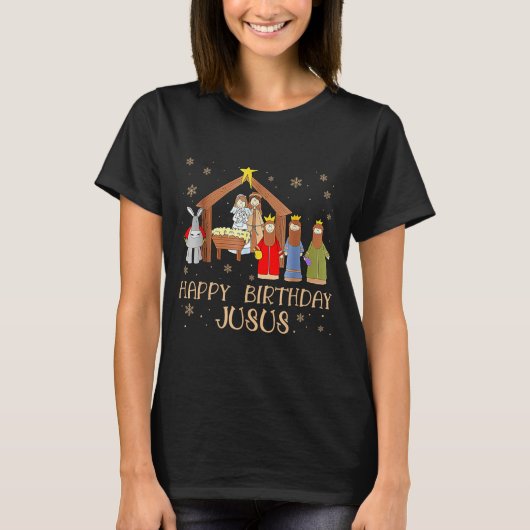 Nativity Happy Birthday Jesus Christmas Nativity C T-shirt (Voorkant)