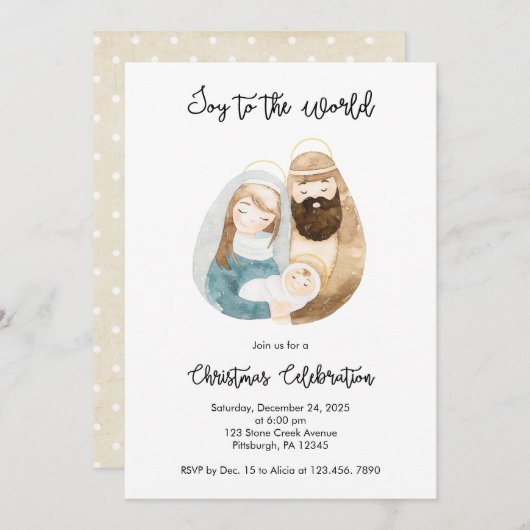 Nativity Joy naar het World Christmas Party Kaart (Voorkant / Achterkant)