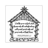 Nativity Manger Christmas met Bijbelvers op maat Rubberstempel (Afrduk)