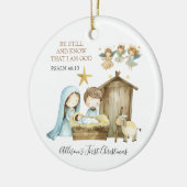 Nativity Manger Scene Bible Verse First Christmas Keramisch Ornament (Links)