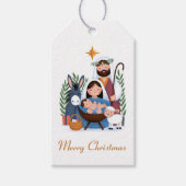 Nativity Merry Christmas Cute Holy Family Cadeaulabel (Voorkant)
