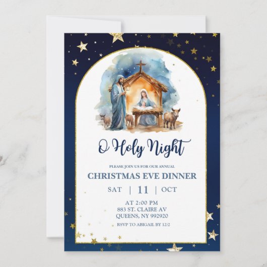 Nativity O holy night christmas eve dinner Kaart (Voorkant)