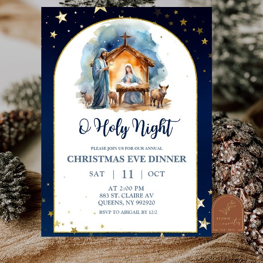 Nativity O holy night christmas eve dinner Kaart