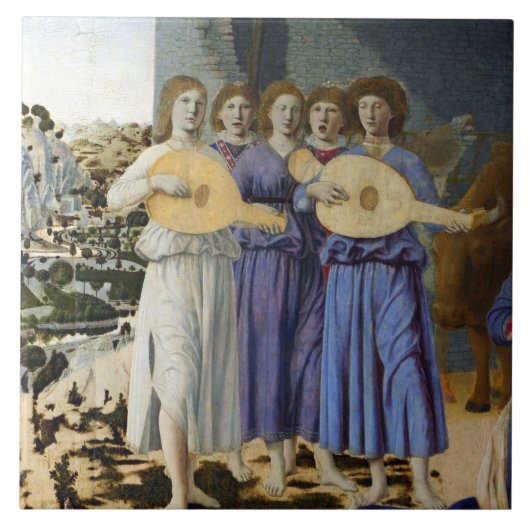 NATIVITY OF JESUS, ANGELS by PIERO DELLA FRANCESCA Tegeltje (Voorkant)