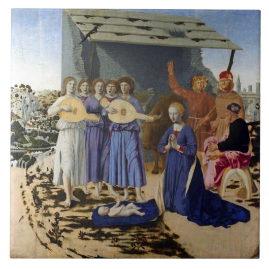 NATIVITY OF JESUS, ANGELS by PIERO DELLA FRANCESCA Tegeltje (Voorkant)