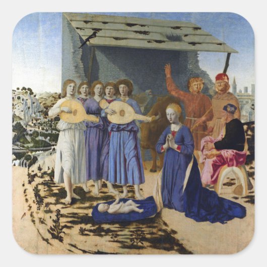 NATIVITY OF JESUS, ANGELS by PIERO DELLA FRANCESCA Vierkante Sticker (Voorkant)