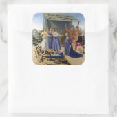 NATIVITY OF JESUS, ANGELS by PIERO DELLA FRANCESCA Vierkante Sticker (Tas)