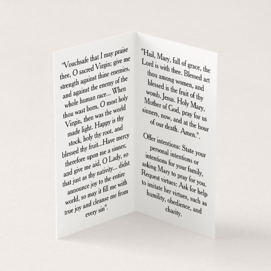 Nativity of the Blessed Virgin Mary Prayer Card Kaart (Binnen)