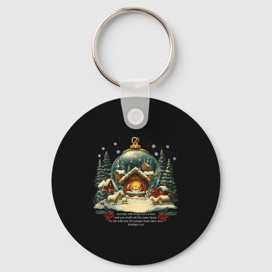 Nativity Ornament Christmas Scene Matthew 1_21  Sleutelhanger (Voorkant)