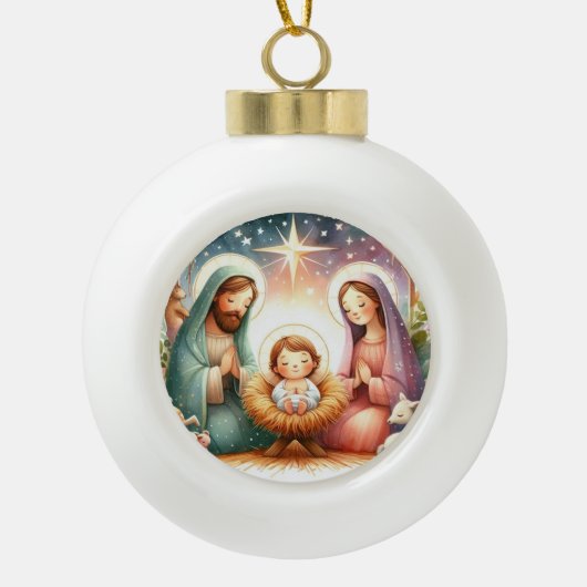 Nativity Ornance Keramische Bal Ornament (Voorkant)