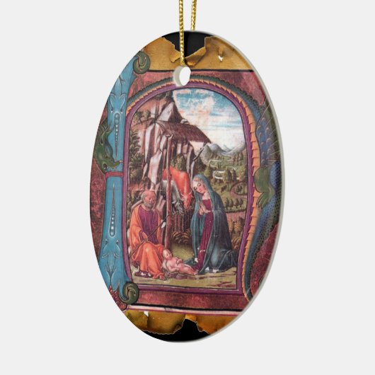 NATIVITY PARCHMENT Blue Gemstone Monogram Keramisch Ornament (Links)
