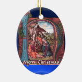 NATIVITY PARCHMENT Blue Gemstone Monogram Keramisch Ornament (Achterkant)