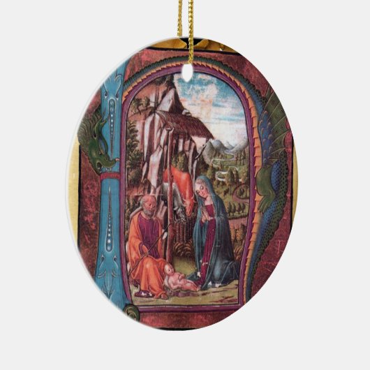 NATIVITY PARCHMENT Blue Gemstone Monogram Keramisch Ornament (Rechts)