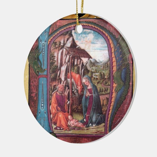 NATIVITY PARCHMENT Blue Gemstone Monogram Keramisch Ornament (Links)