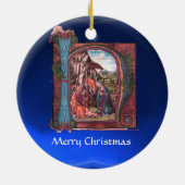 NATIVITY PARCHMENT Blue Gemstone Monogram Keramisch Ornament (Achterkant)