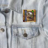 NATIVITY PARCHMENT Green Emerald Monogram Vierkante Button 5,1 Cm (In situ)