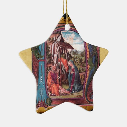 NATIVITY PARCHMENT STAR Blue Gemstone Monogram Keramisch Ornament (Rechts)