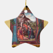 NATIVITY PARCHMENT STAR Blue Gemstone Monogram Keramisch Ornament (Voorkant)