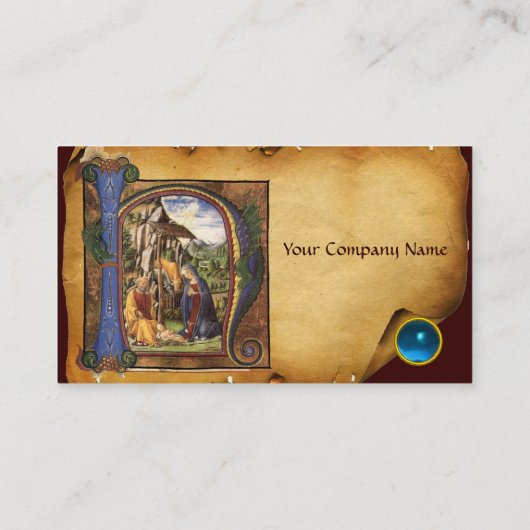 NATIVITY PERCHMENT Helder Blauw Saffier Monogram Visitekaartje (Achterkant)