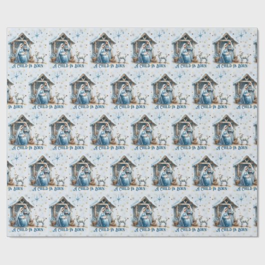 Nativity Personalize Text Baby Jesus Christmas Cadeaupapier (Vlak)