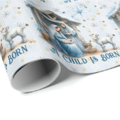 Nativity Personalize Text Baby Jesus Christmas Cadeaupapier (Rol Hoek)