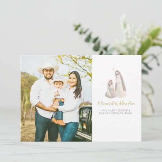 Nativity Photo Christmas Card Feestdagenkaart (Staand voorkant)