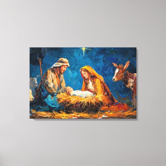 Nativity Scene, beautiful illustration, Canvas Afdruk (Voorkant)