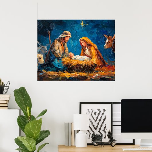 Nativity Scene, beautiful illustration, Poster (Thuiskantoor)