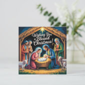 Nativity Scene Christmas Greeting Feestdagenkaart (Staand voorkant)