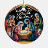 Nativity Scene Christmas Greeting Keramisch Ornament (Achterkant)