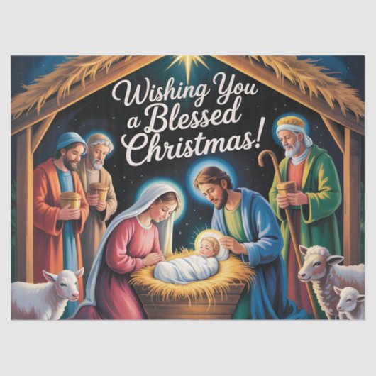 Nativity Scene Christmas Greeting Tissuepapier (Voorkant)
