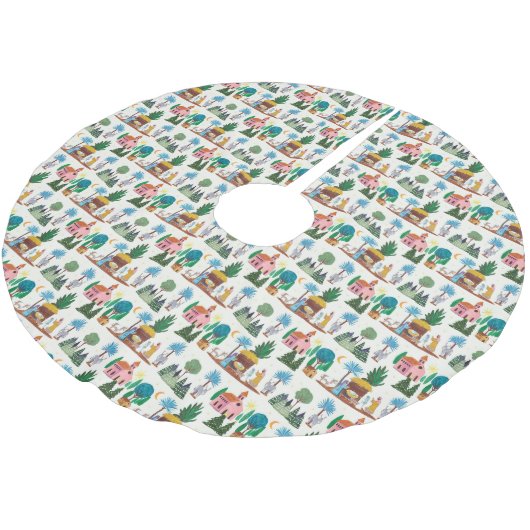 Nativity Scene Ecru Hand drawn Christmas Kerstboom Rok (Gekanteld)