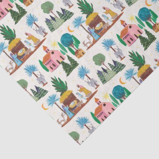 Nativity Scene Ecru Hand drawn Christmas Tissuepapier (Detail)